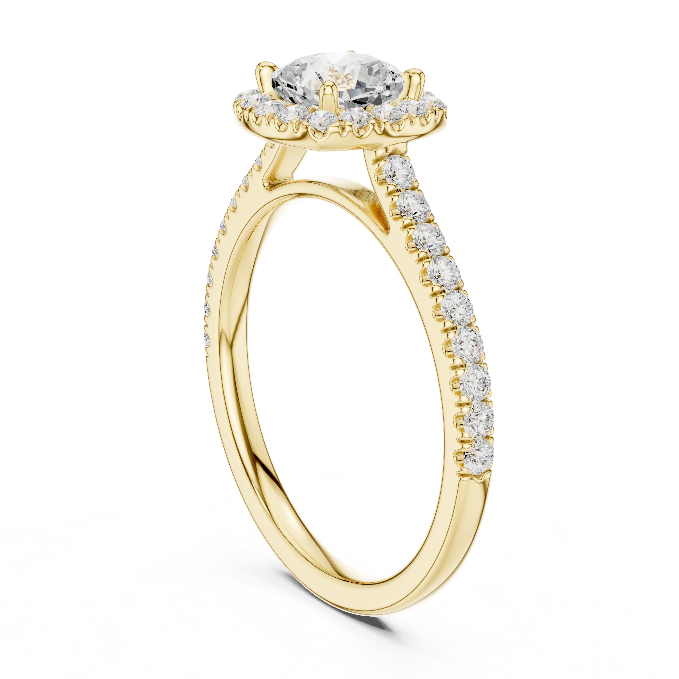1.00 ct Serenade Halo Engagement Ring 1ct Yellow Gold Cushion