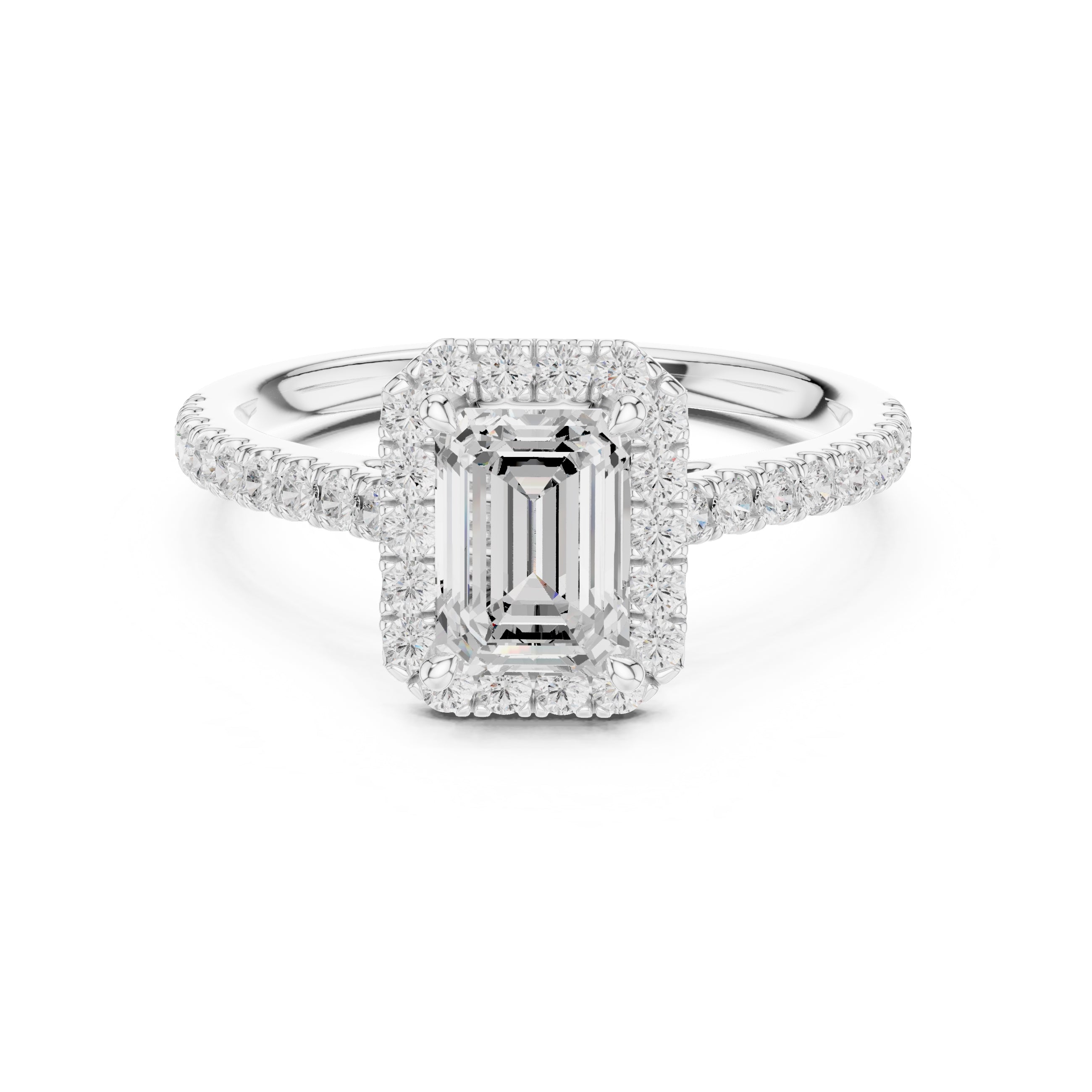 1.00 ct Serenade Halo Engagement Ring 1ct White Gold Emerald