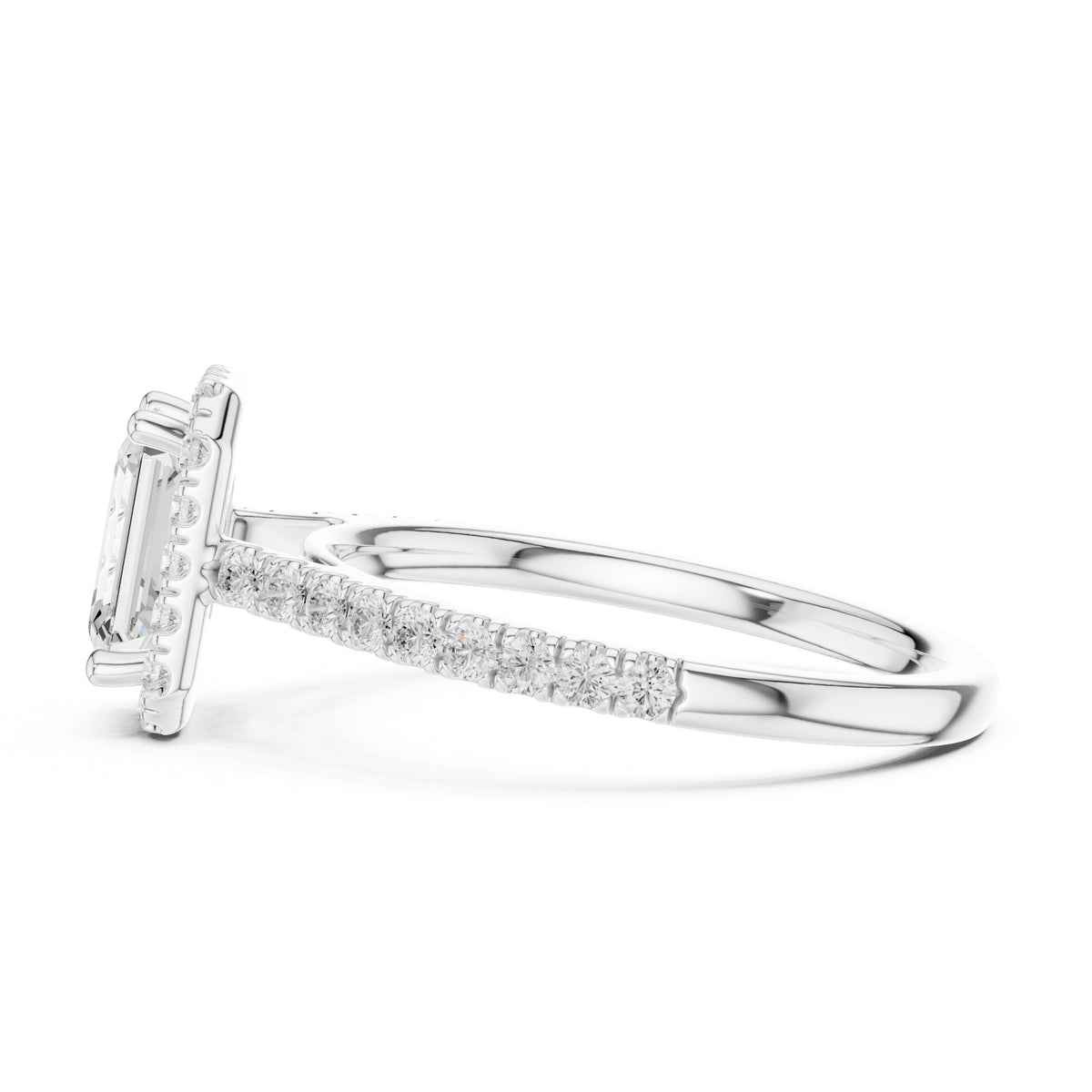 1.00 ct Serenade Halo Engagement Ring 1ct White Gold Emerald