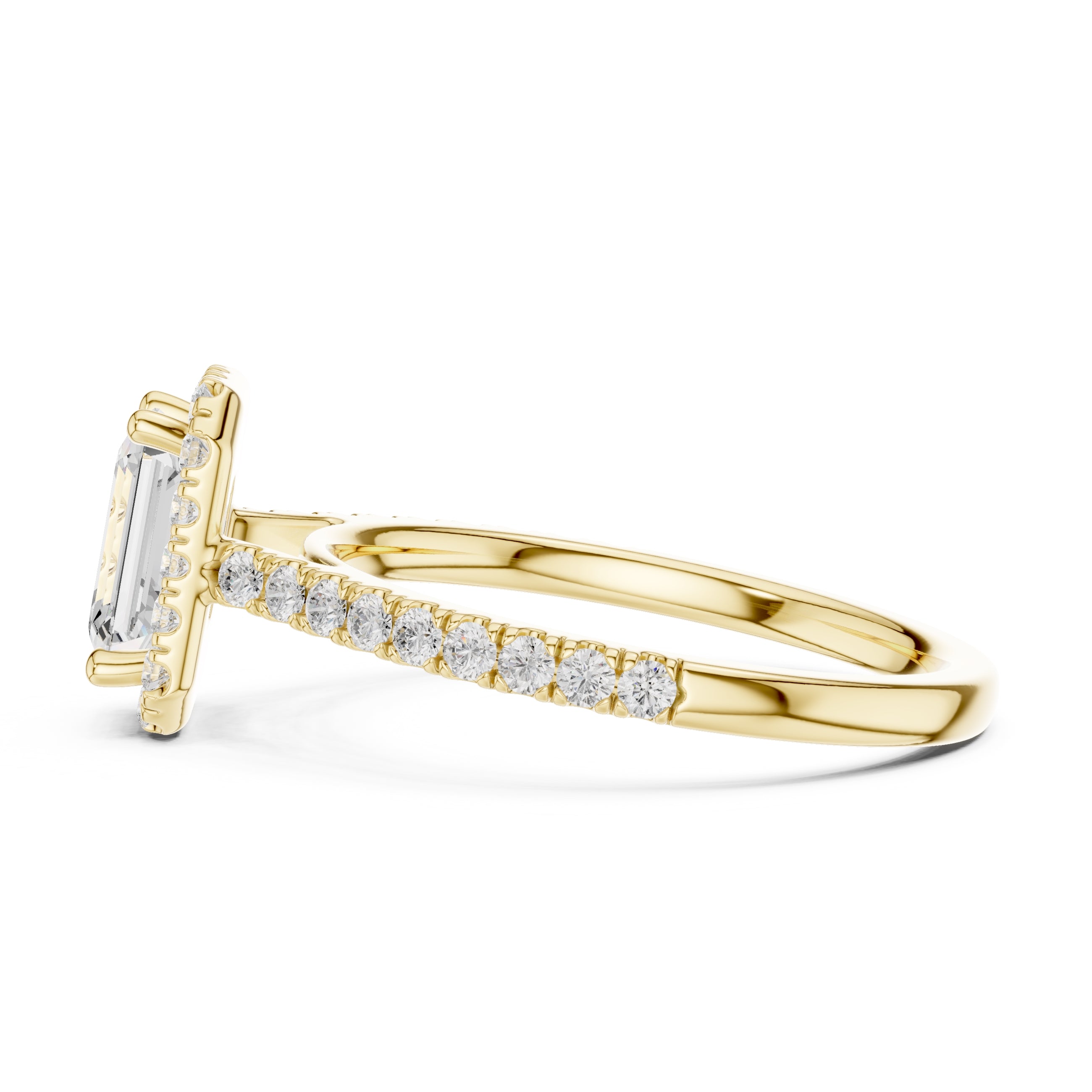 1.00 ct Serenade Halo Engagement Ring 1ct Yellow Gold Emerald