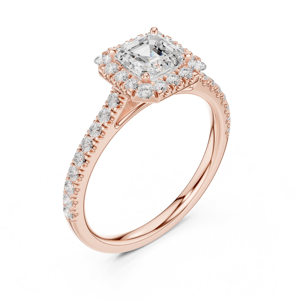 1.00 ct Serenade Halo Engagement Ring 1ct Rose Gold Princess