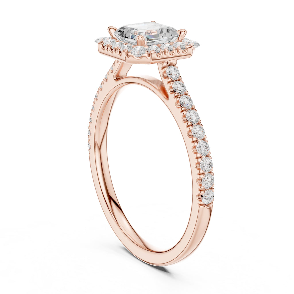 1.00 ct Serenade Halo Engagement Ring 1ct Rose Gold Princess