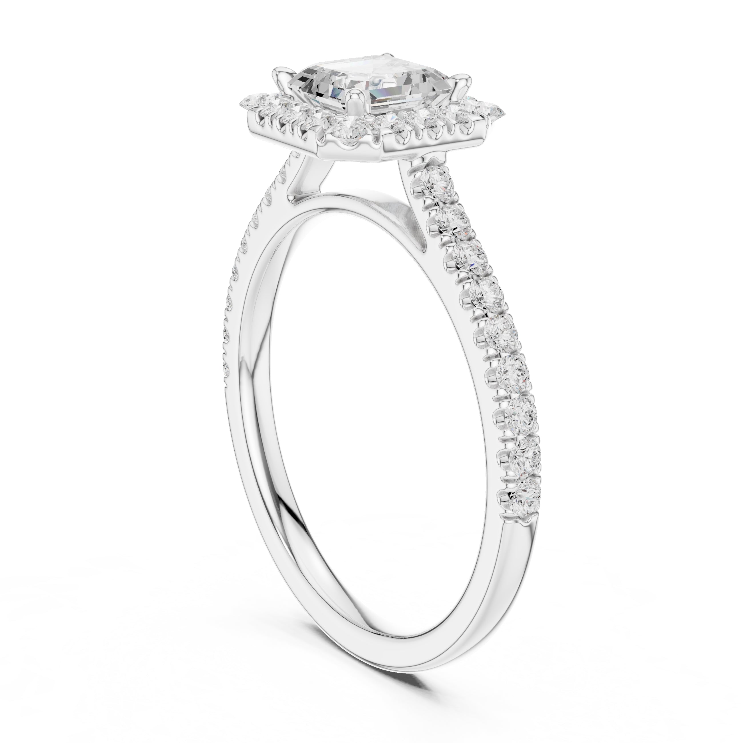 1.00 ct Serenade Halo Engagement Ring 1ct White Gold Princess