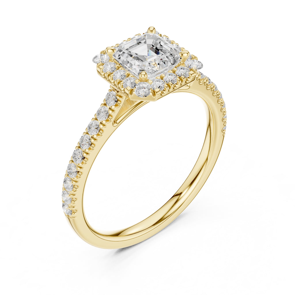 1.00 ct Serenade Halo Engagement Ring 1ct Yellow Gold Princess