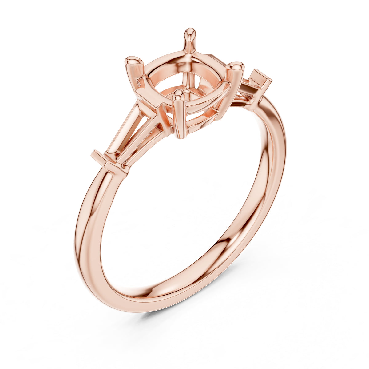 1.50 ct Ethereal Three-Stone Engagement Ring 1.5ct Rose Gold Cushion