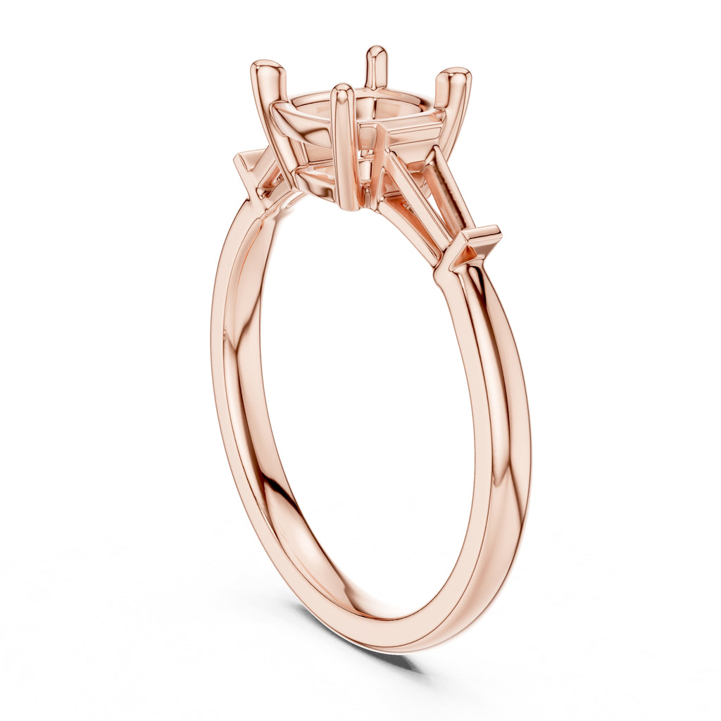 1.50 ct Ethereal Three-Stone Engagement Ring 1.5ct Rose Gold Cushion