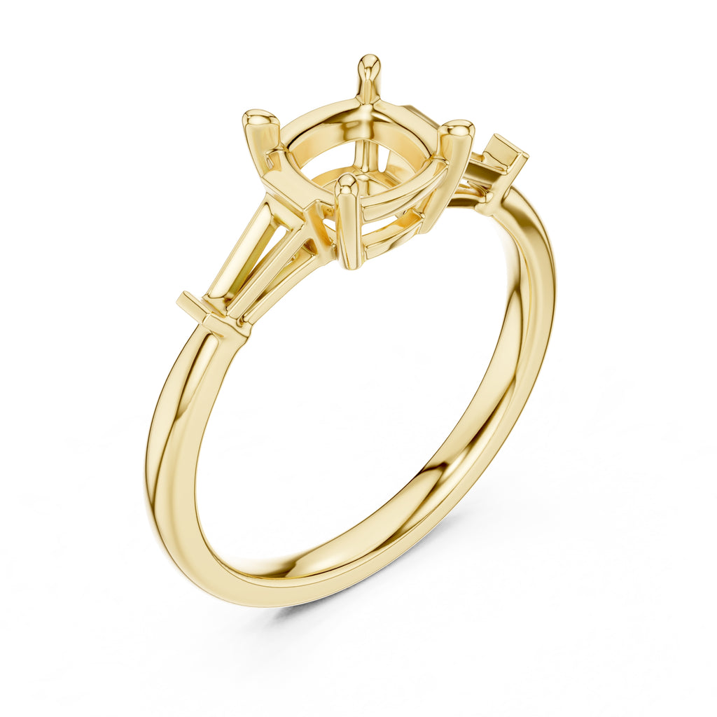 1.50 ct Ethereal Three-Stone Engagement Ring 1.5ct Yellow Gold Cushion