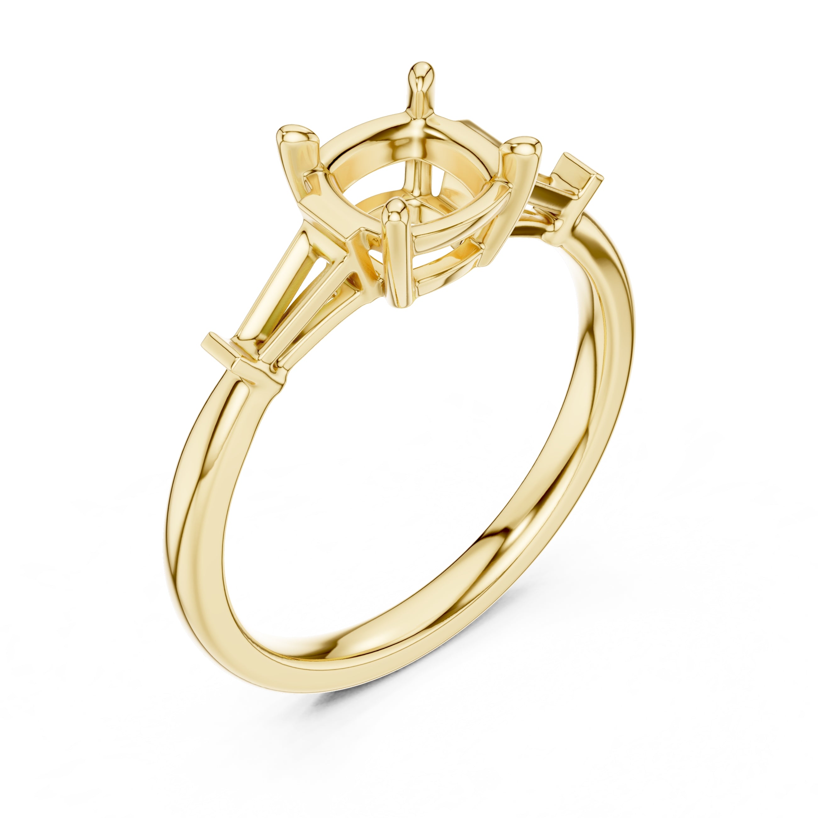 1.50 ct Ethereal Three-Stone Engagement Ring 1.5ct Yellow Gold Cushion