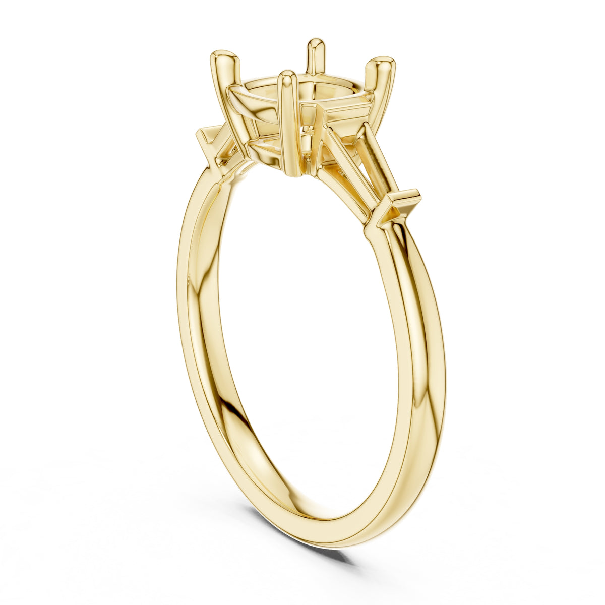 1.50 ct Ethereal Three-Stone Engagement Ring 1.5ct Yellow Gold Cushion
