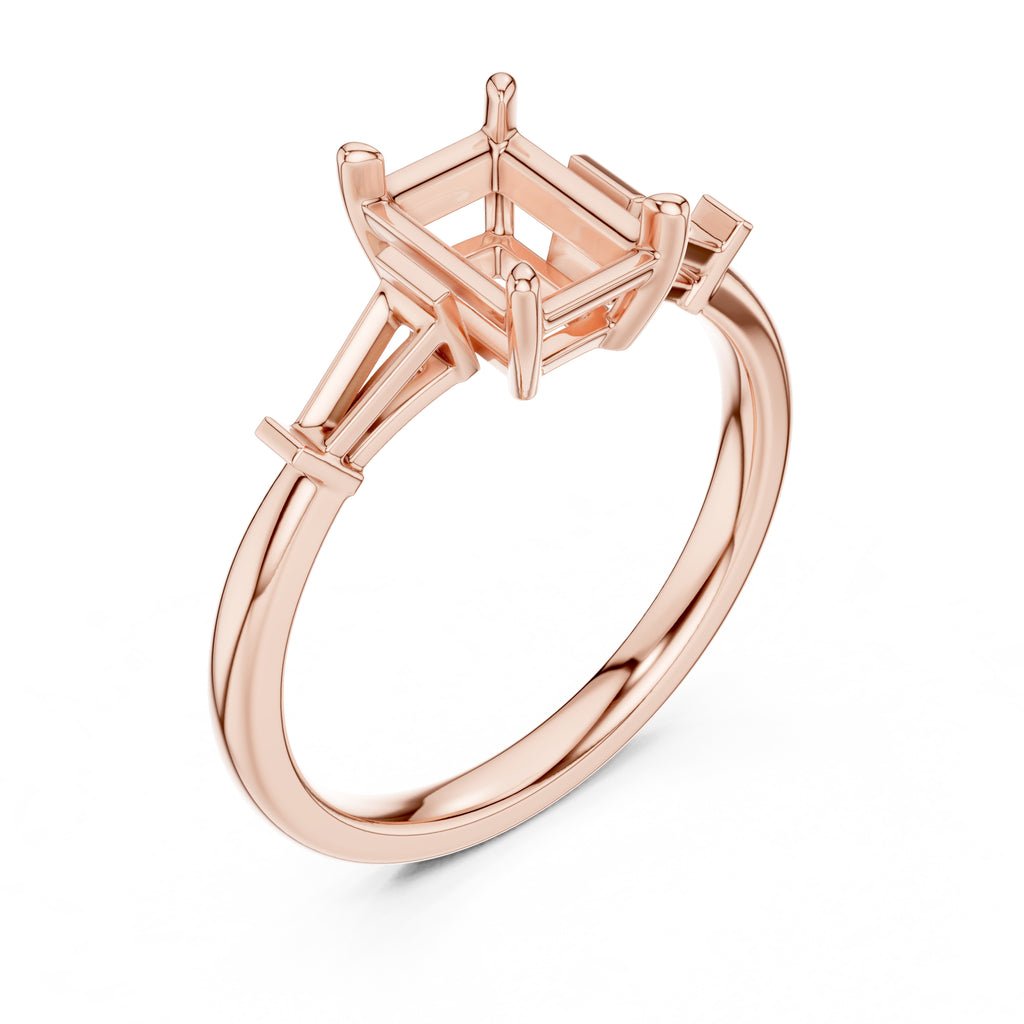 1.50 ct Ethereal Three-Stone Engagement Ring 1.5ct Rose Gold Emerald