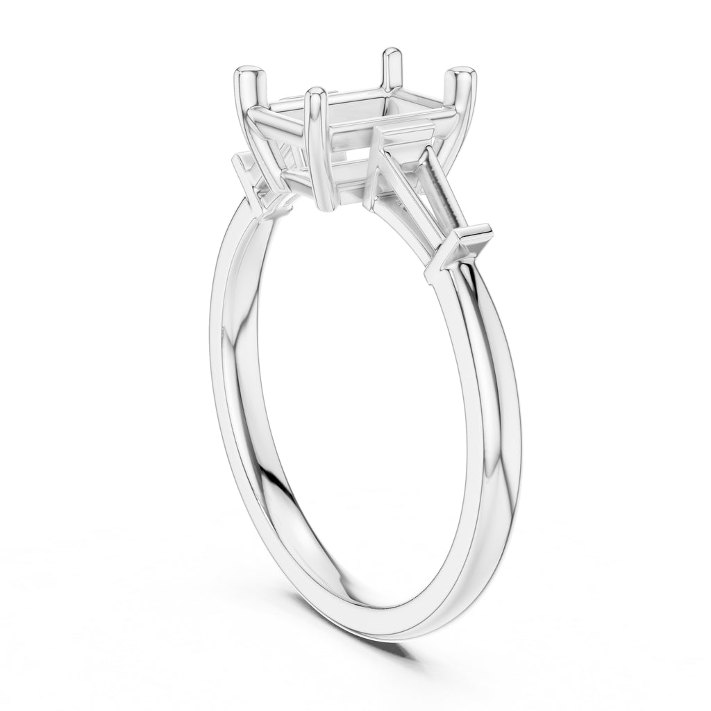 1.50 ct Ethereal Three-Stone Engagement Ring 1.5ct White Gold Emerald