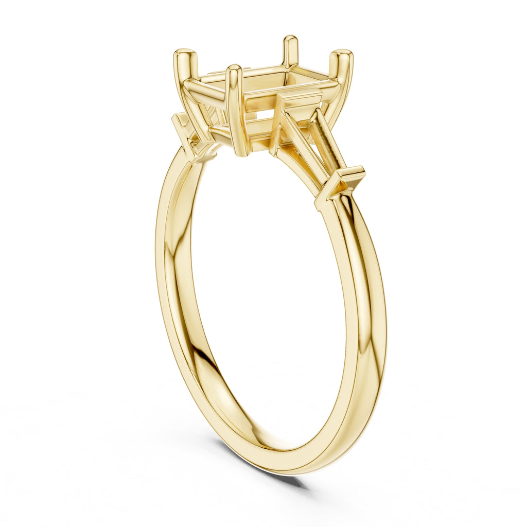 1.50 ct Ethereal Three-Stone Engagement Ring 1.5ct Yellow Gold Emerald