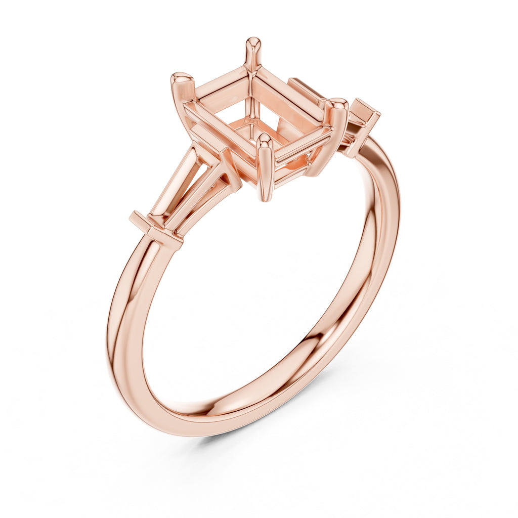 1.50 ct Ethereal Three-Stone Engagement Ring 1.5ct Rose Gold Radiant