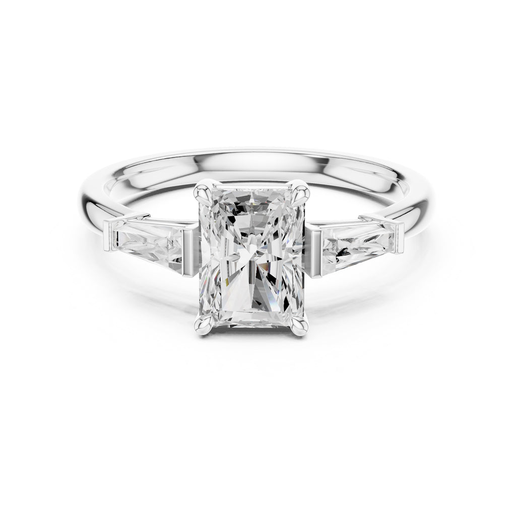 1.50 ct Ethereal Three-Stone Engagement Ring 1.5ct White Gold Radiant