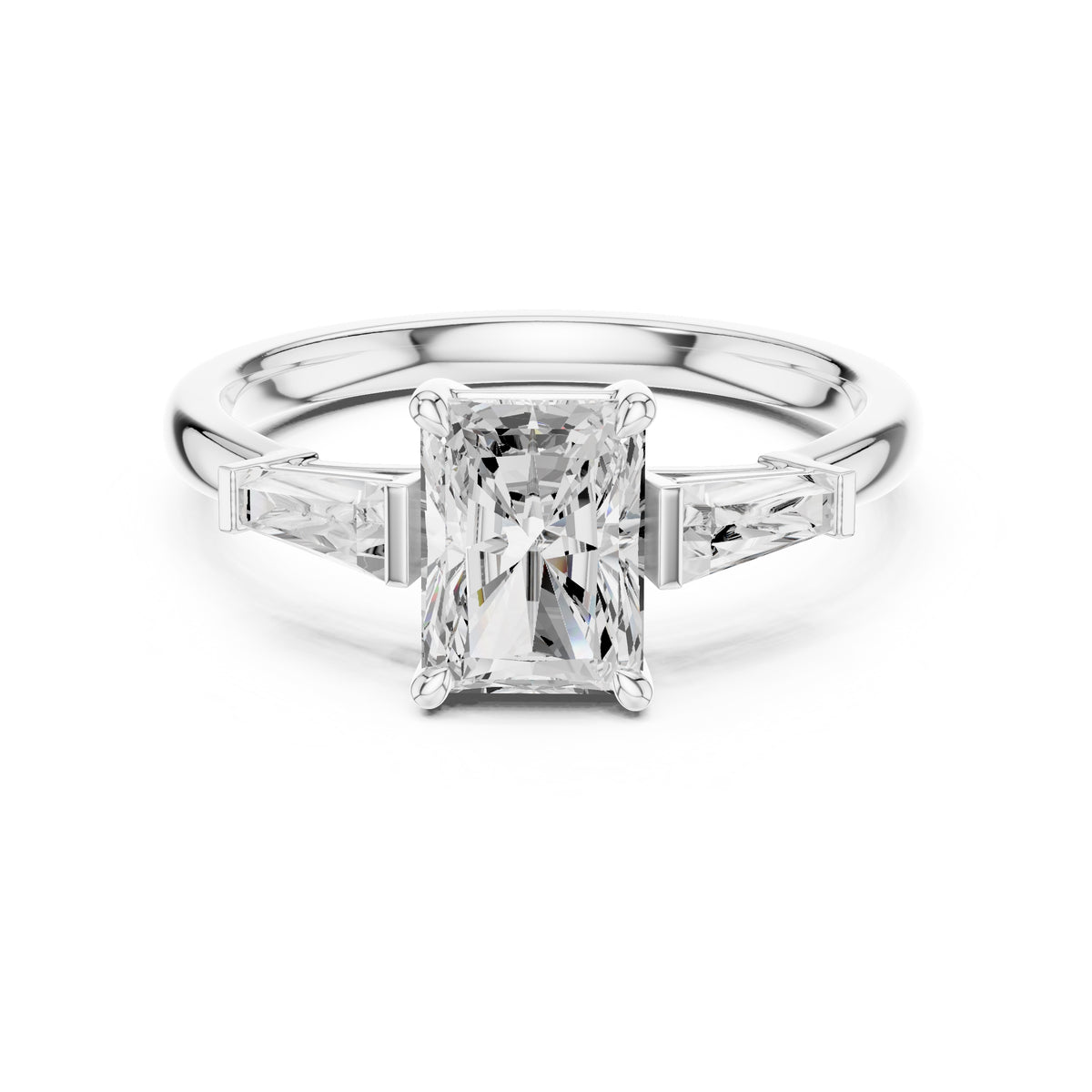 1.50 ct Ethereal Three-Stone Engagement Ring 1.5ct White Gold Radiant