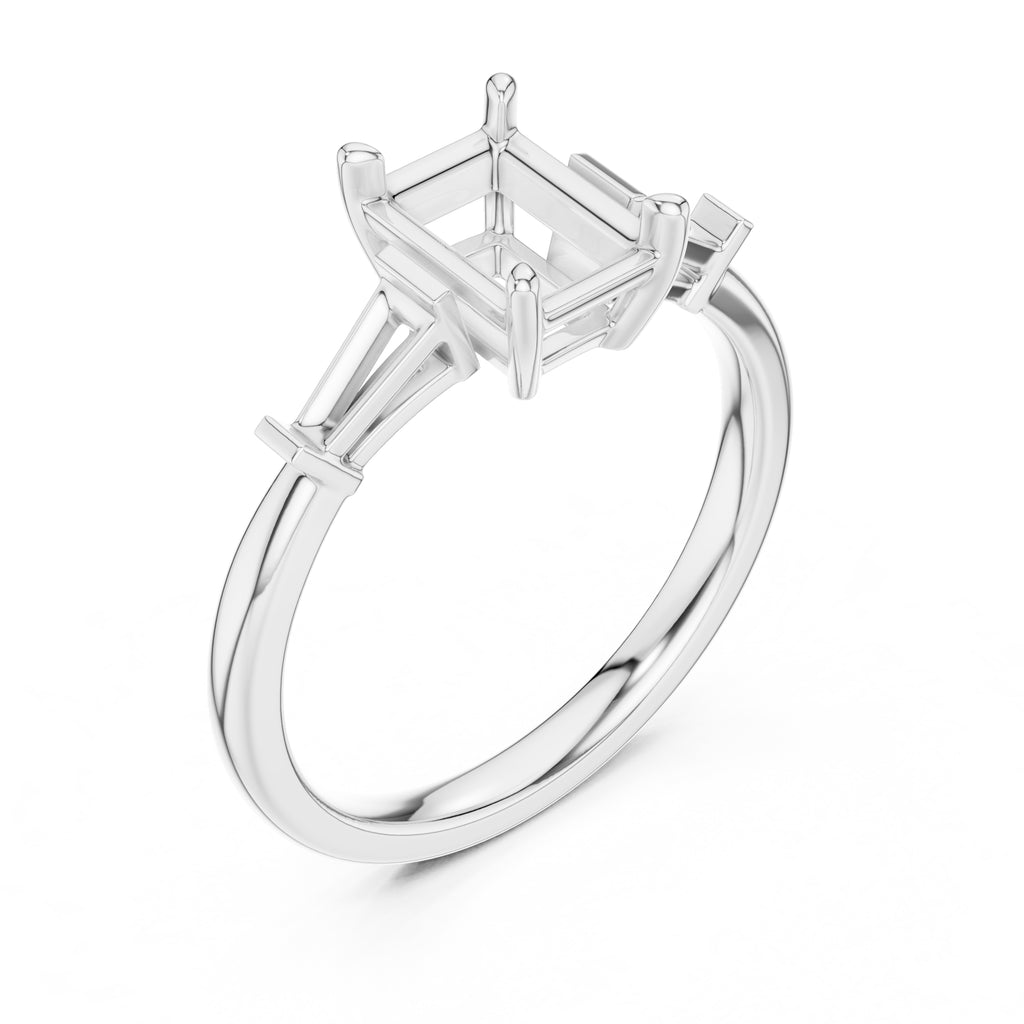 1.50 ct Ethereal Three-Stone Engagement Ring 1.5ct White Gold Radiant