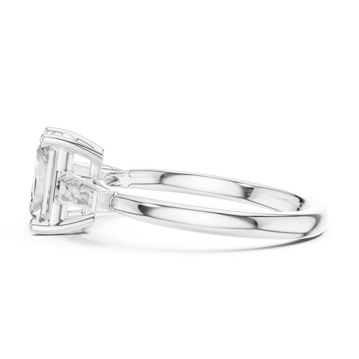 1.50 ct Ethereal Three-Stone Engagement Ring 1.5ct White Gold Radiant