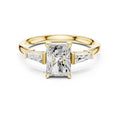 1.50 ct Ethereal Three-Stone Engagement Ring 1.5ct Yellow Gold Radiant