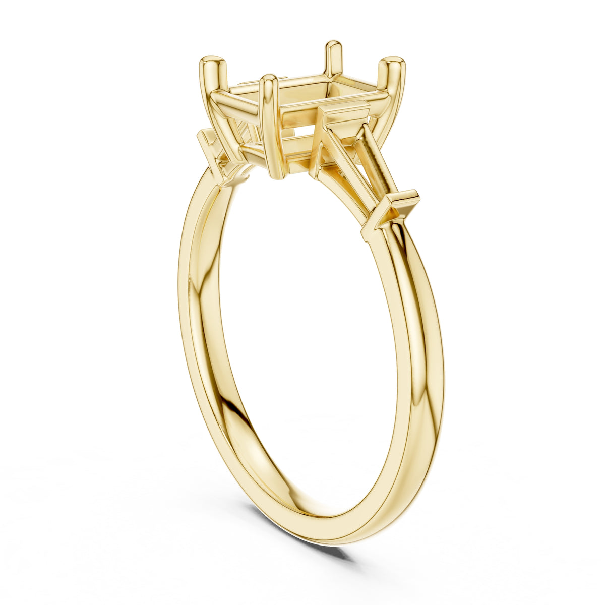 1.50 ct Ethereal Three-Stone Engagement Ring 1.5ct Yellow Gold Radiant