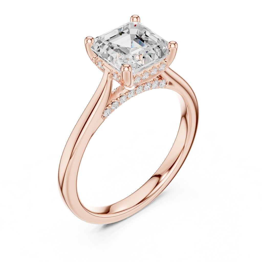 2.00 ct Infinite Solitaire Engagement Ring 2ct Rose Gold Asscher