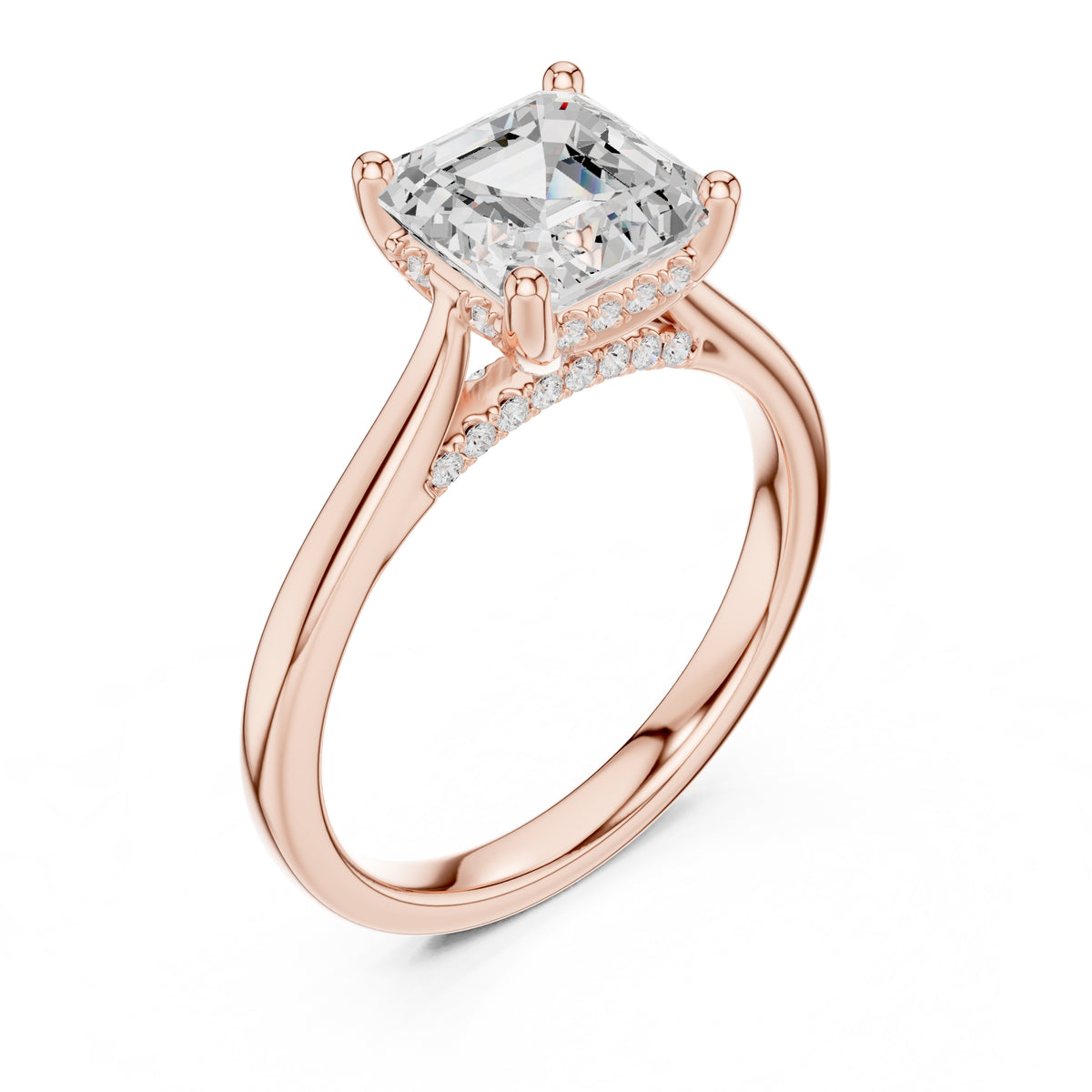 2.00 ct Infinite Solitaire Engagement Ring 2ct Rose Gold Asscher