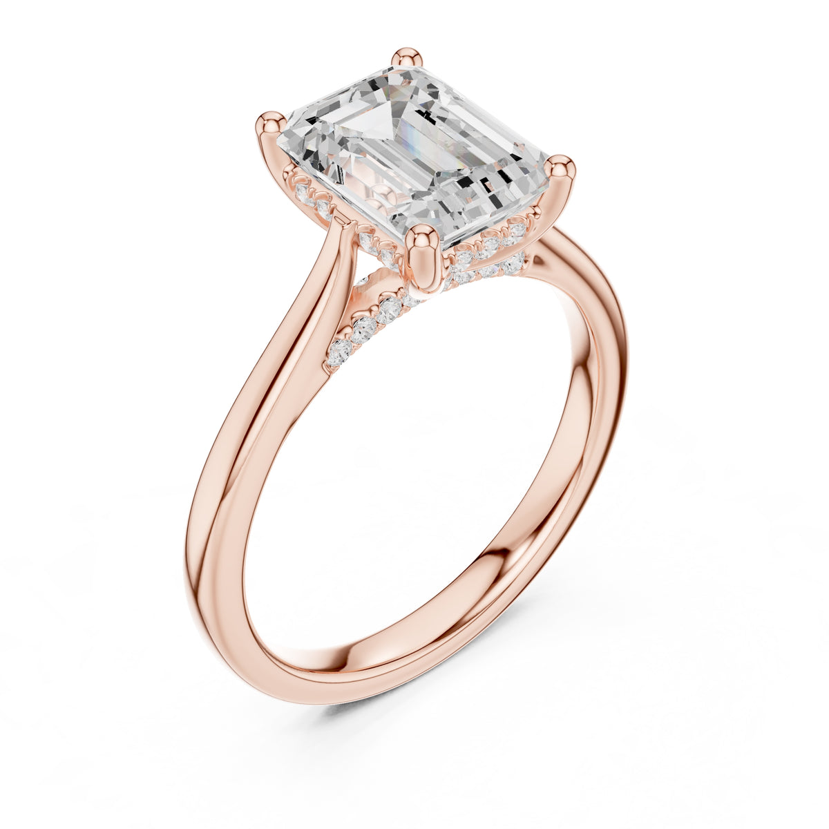2.00 ct Infinite Solitaire Engagement Ring 2ct Rose Gold Emerald
