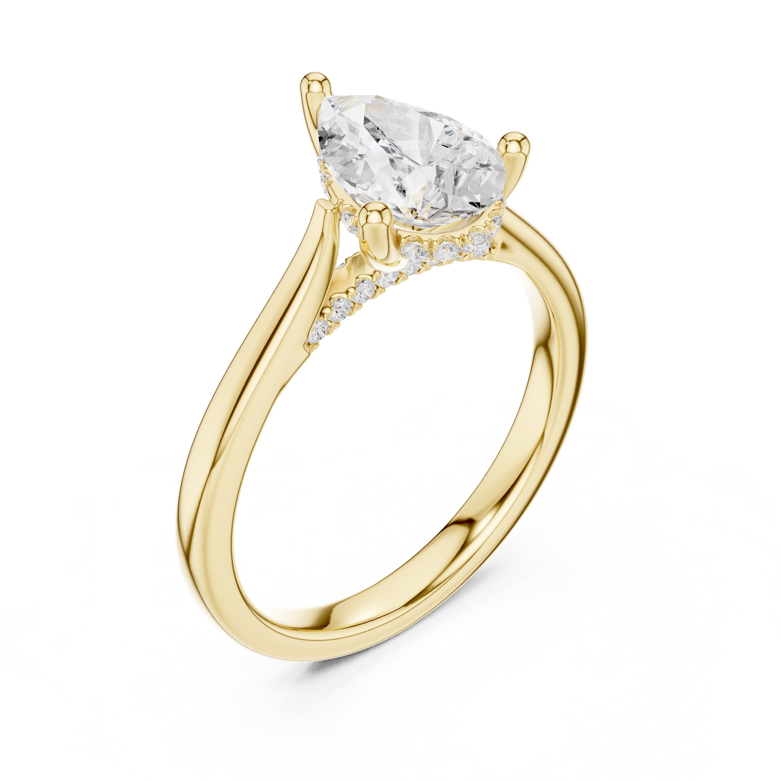 2.00 ct Infinite Solitaire Engagement Ring 2ct Yellow Gold Pear