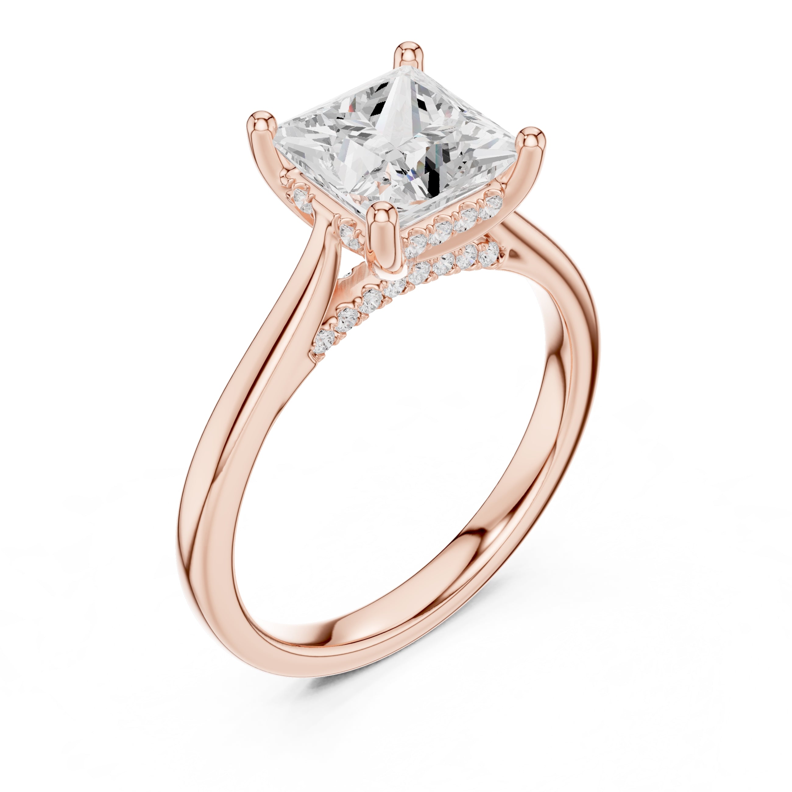 2.00 ct Infinite Solitaire Engagement Ring 2ct Rose Gold Princess