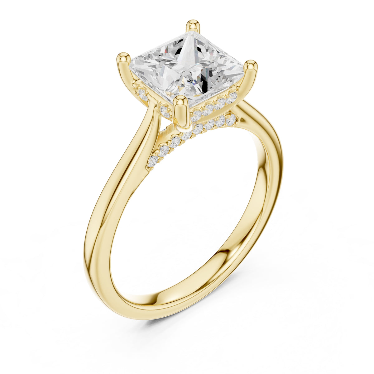 2.00 ct Infinite Solitaire Engagement Ring 2ct Yellow Gold Princess