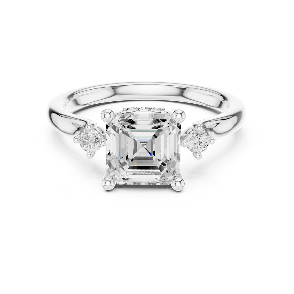 2.00 ct Harmonic Three-Stone Engagement Ring 2ct White Gold Asscher