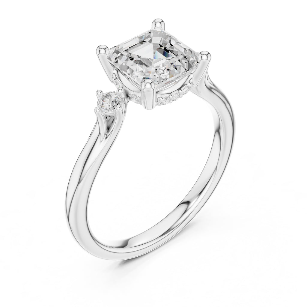 2.00 ct Harmonic Three-Stone Engagement Ring 2ct White Gold Asscher