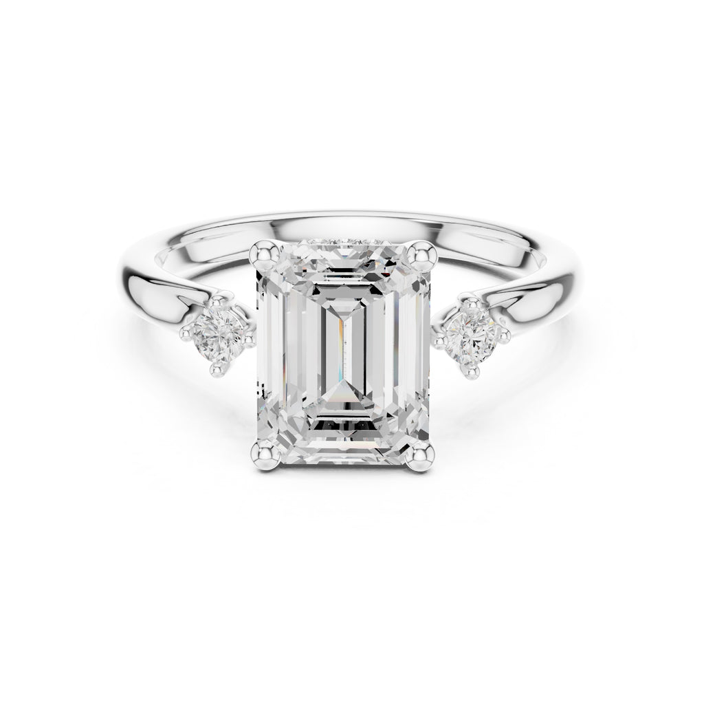2.00 ct Harmonic Three-Stone Engagement Ring 2ct White Gold Emerald