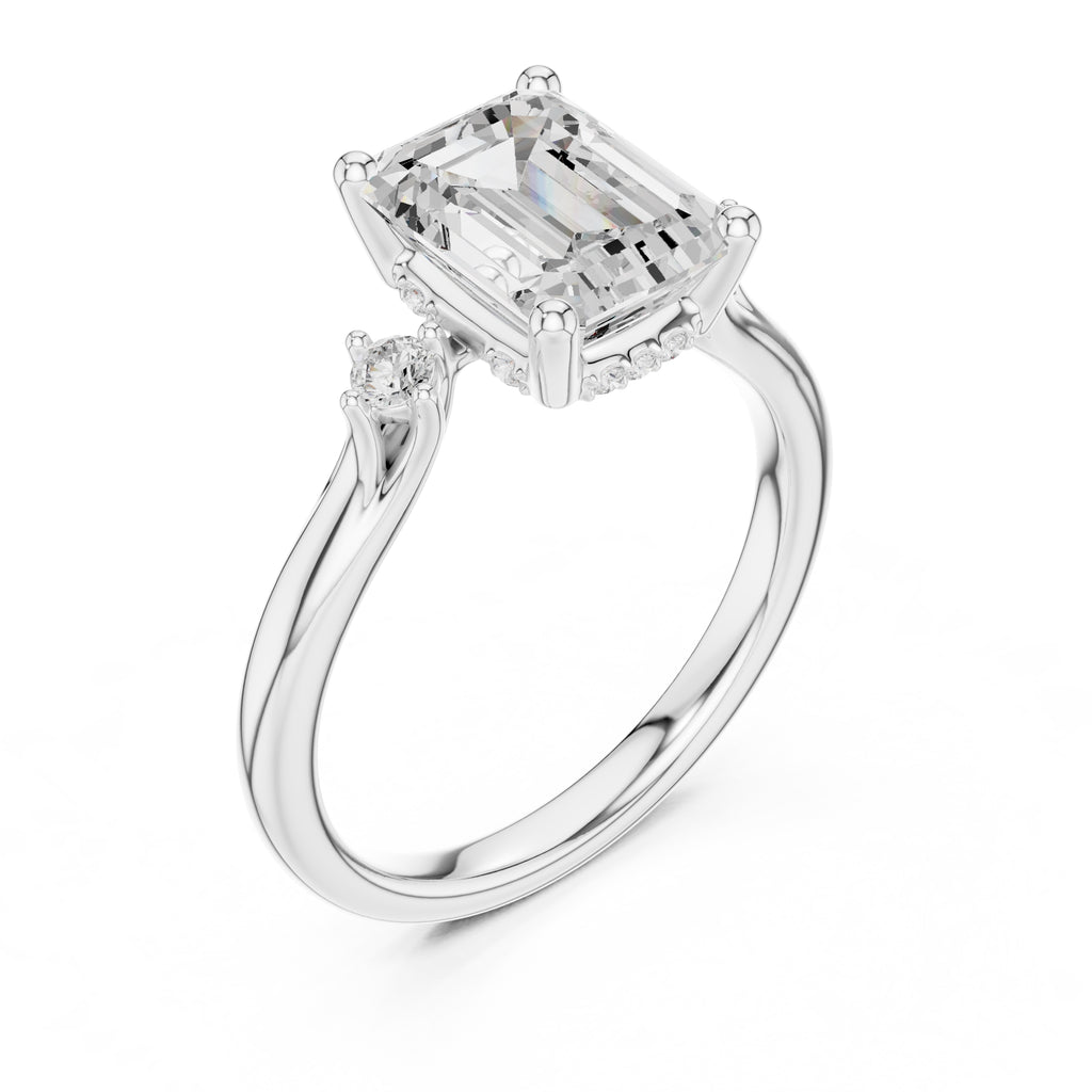 2.00 ct Harmonic Three-Stone Engagement Ring 2ct White Gold Emerald