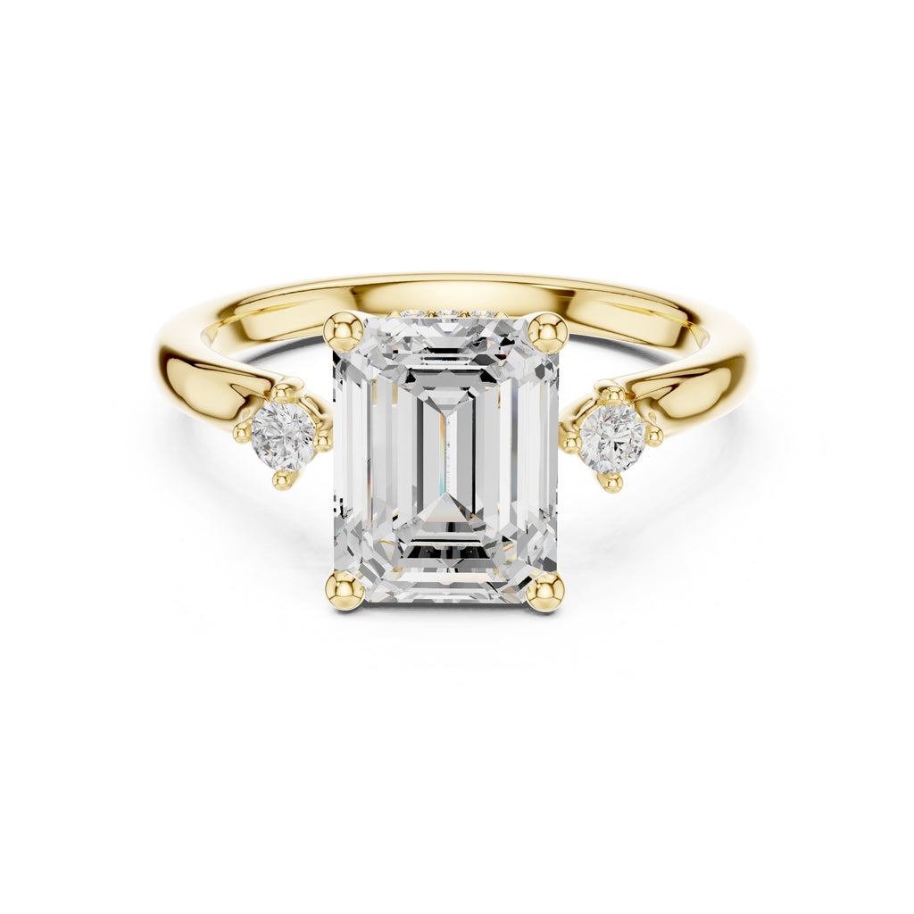 2.00 ct Harmonic Three-Stone Engagement Ring 2ct Yellow Gold Emerald