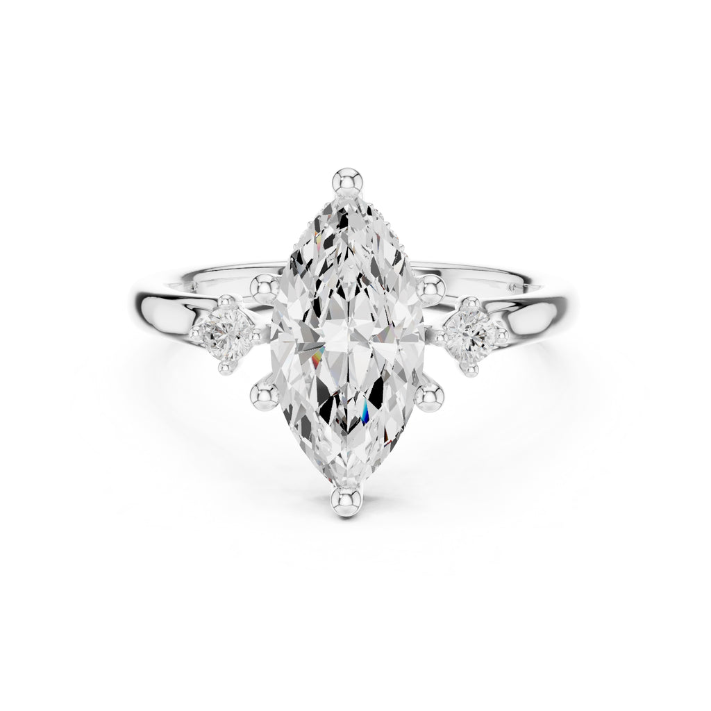 2.00 ct Harmonic Three-Stone Engagement Ring 2ct White Gold Marquise
