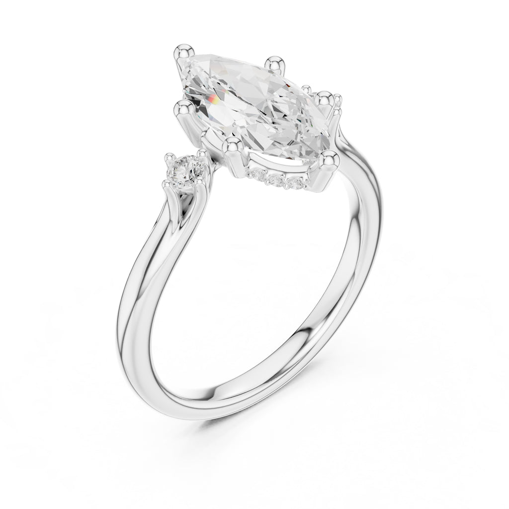 2.00 ct Harmonic Three-Stone Engagement Ring 2ct White Gold Marquise