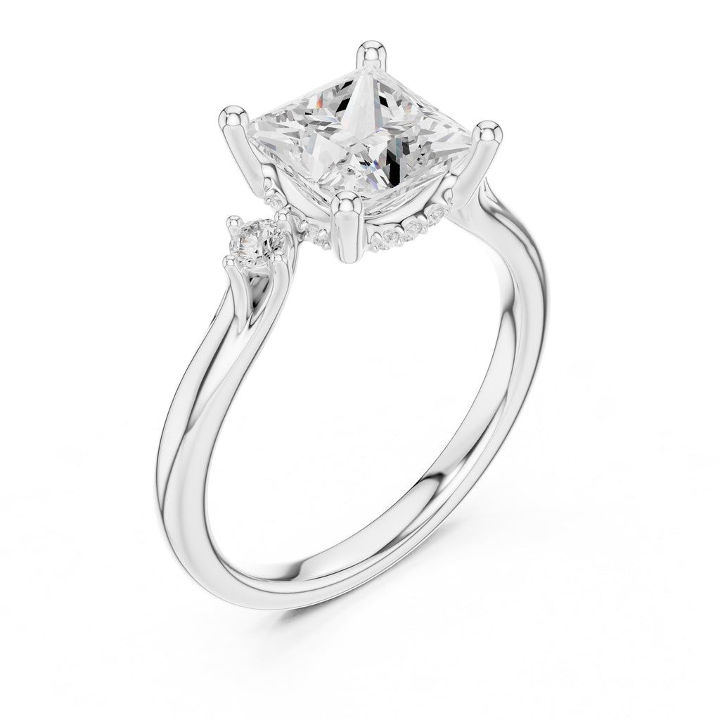 2.00 ct Harmonic Three-Stone Engagement Ring 2ct White Gold Princess