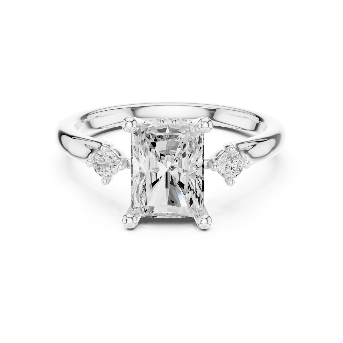 2.00 ct Harmonic Three-Stone Engagement Ring 2ct White Gold Radiant