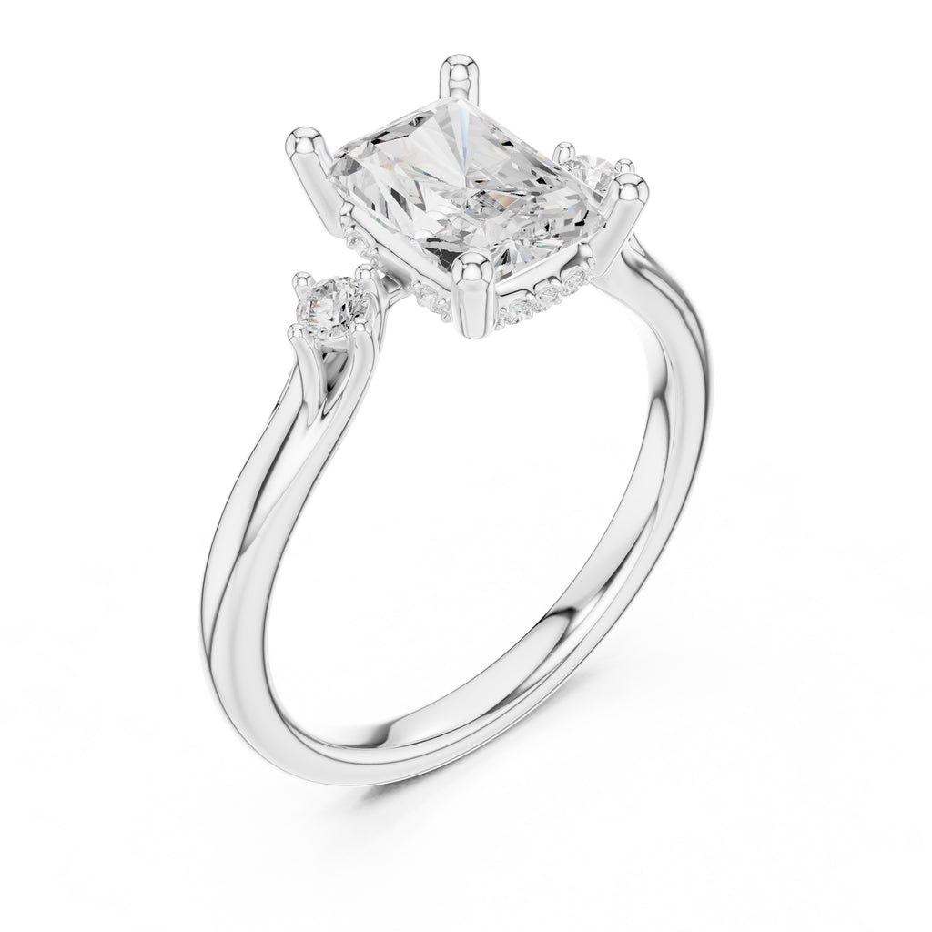 2.00 ct Harmonic Three-Stone Engagement Ring 2ct White Gold Radiant