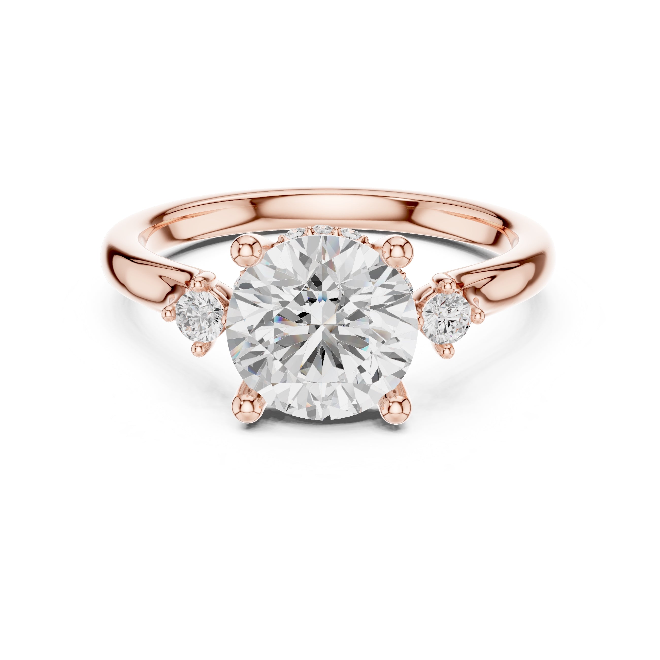 2.00 ct Harmonic Three-Stone Engagement Ring 2ct Rose Gold Round