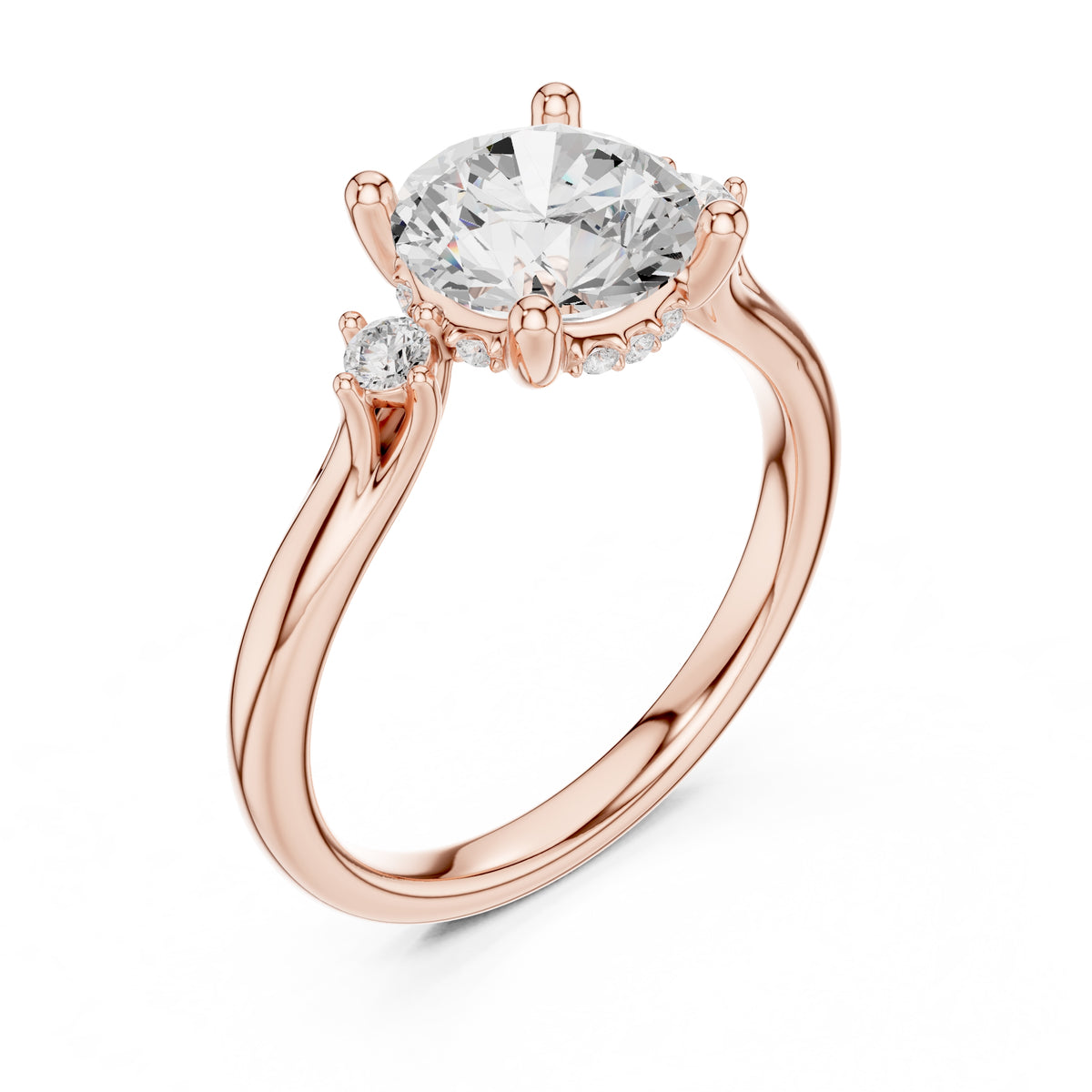 2.00 ct Harmonic Three-Stone Engagement Ring 2ct Rose Gold Round