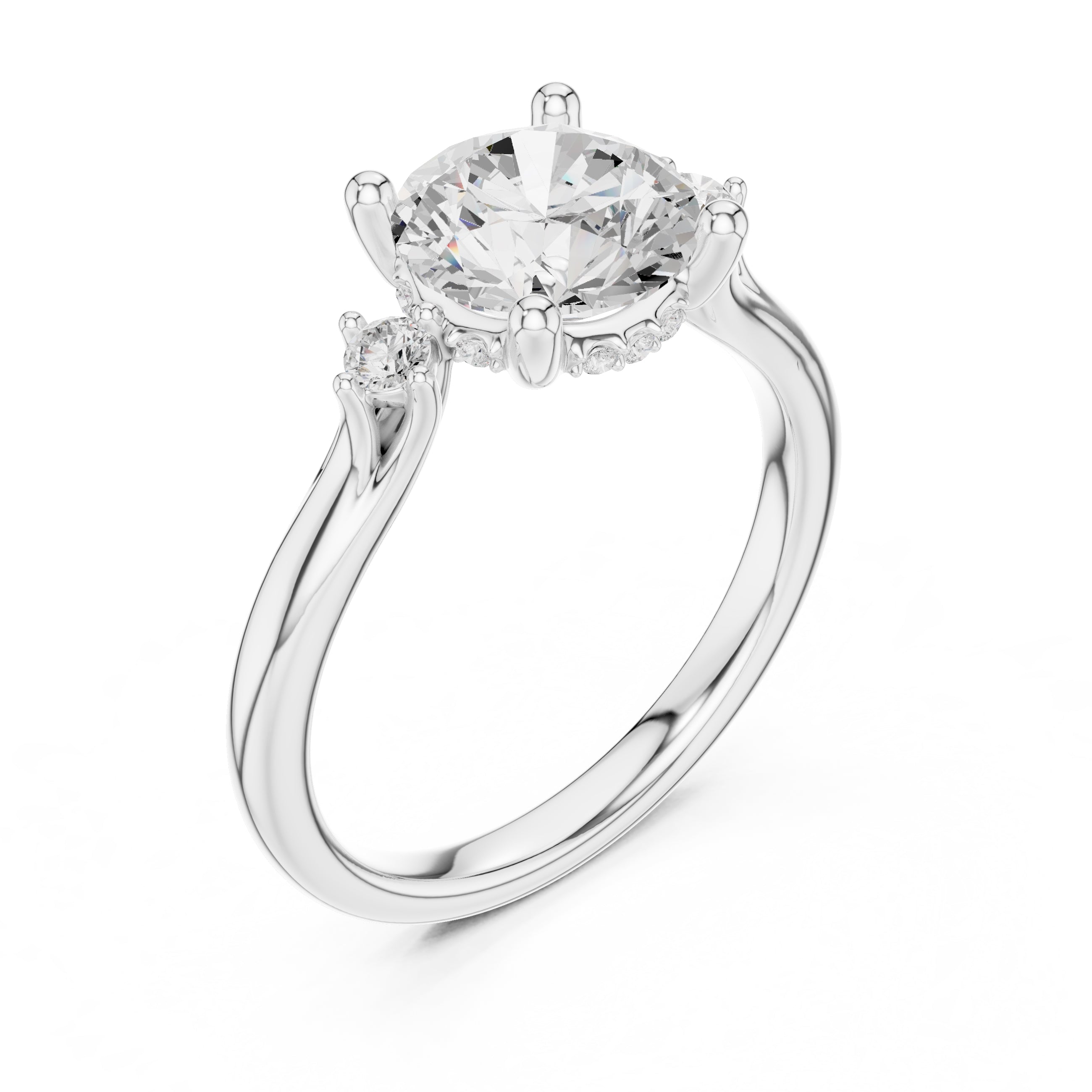 2.00 ct Harmonic Three-Stone Engagement Ring 2ct White Gold Round