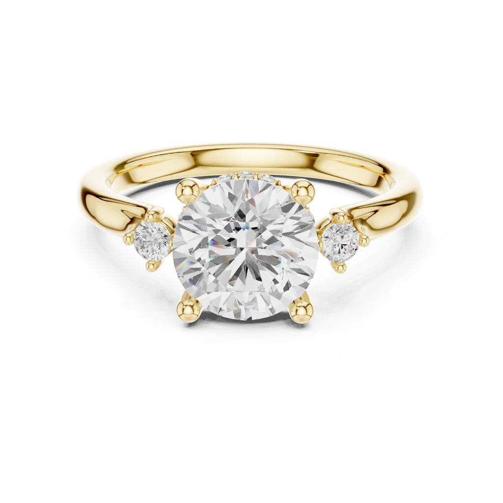 2.00 ct Harmonic Three-Stone Engagement Ring 2ct Yellow Gold Round