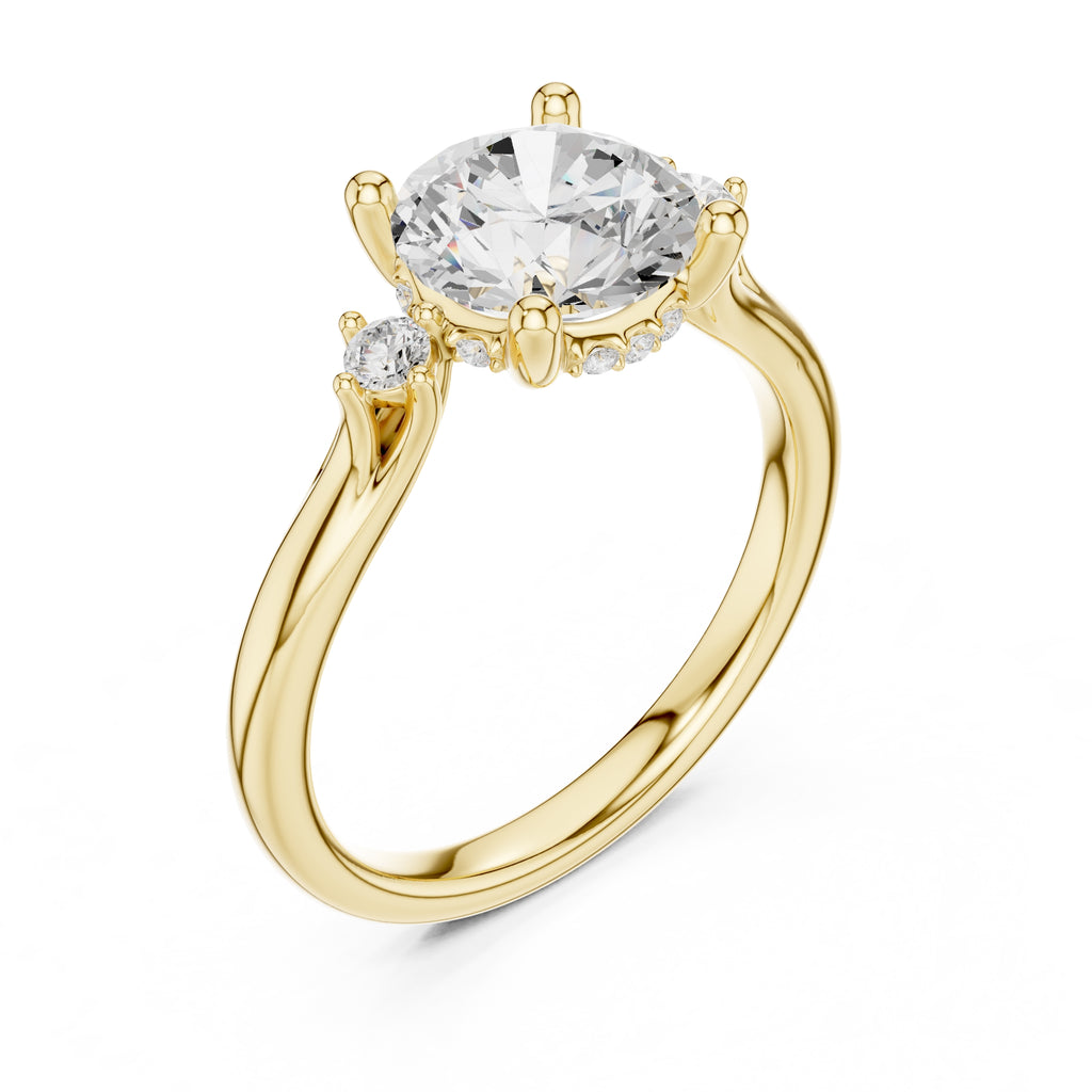 2.00 ct Harmonic Three-Stone Engagement Ring 2ct Yellow Gold Round