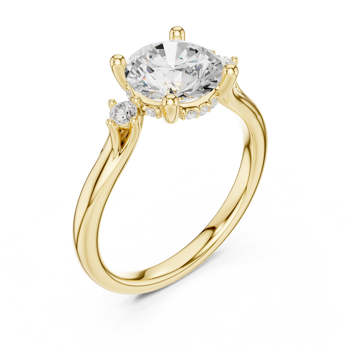 2.00 ct Harmonic Three-Stone Engagement Ring 2ct Yellow Gold Round