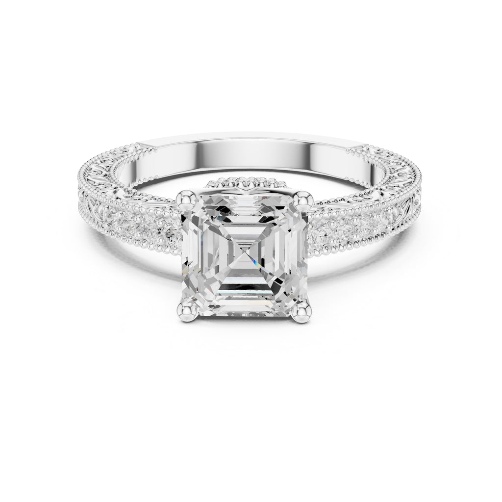 2.00 ct Vintage Heirloom Engagement Ring 2ct White Gold Asscher
