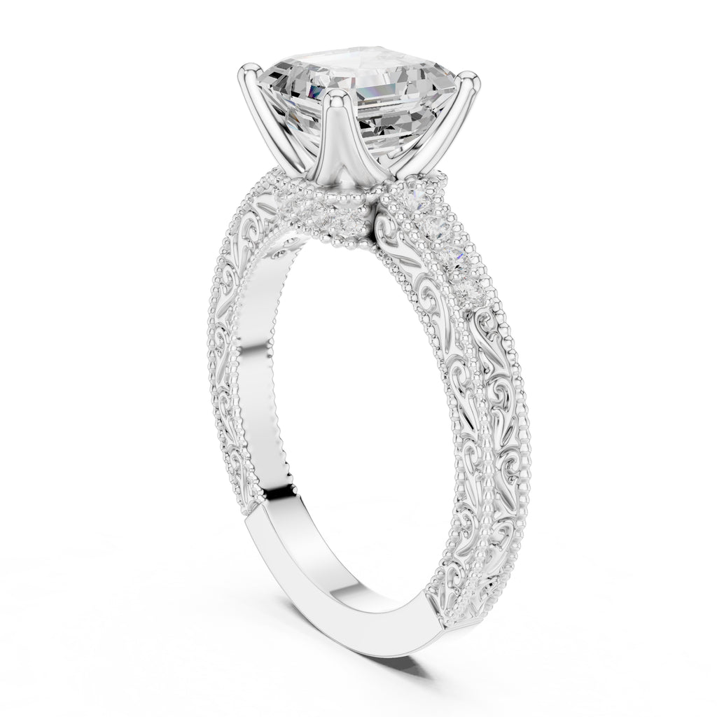 2.00 ct Vintage Heirloom Engagement Ring 2ct White Gold Asscher