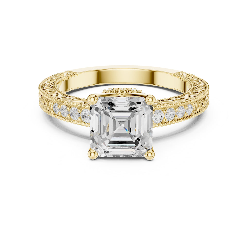 2.00 ct Vintage Heirloom Engagement Ring 2ct Yellow Gold Asscher
