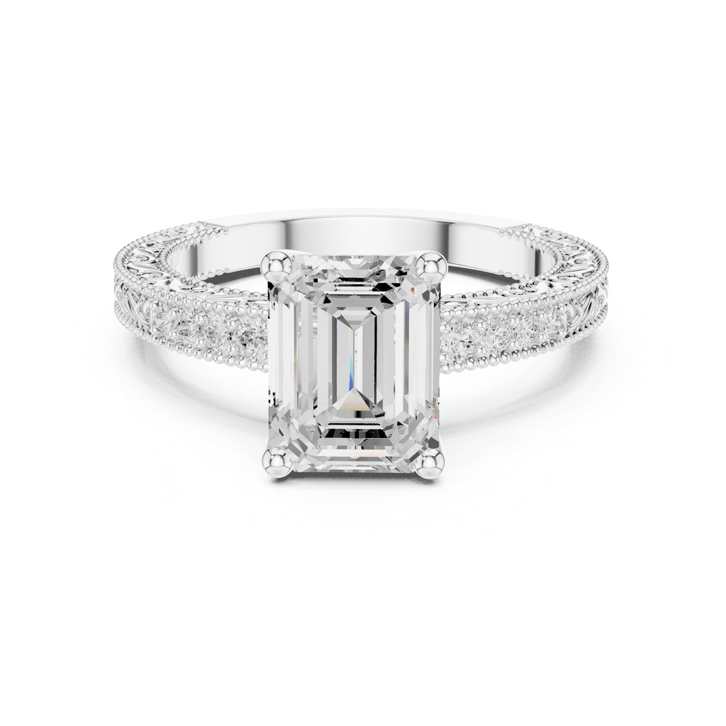 2.00 ct Vintage Heirloom Engagement Ring 2ct White Gold Emerald