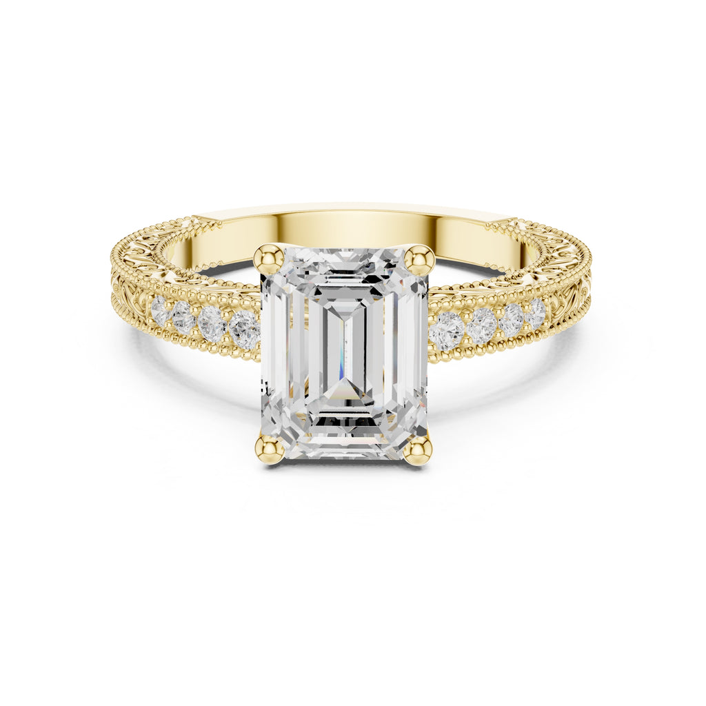 2.00 ct Vintage Heirloom Engagement Ring 2ct Yellow Gold Emerald